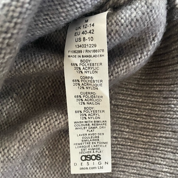 ASOS DESIGN Crop V-Neck Gray Sweater size M - Picture 7 of 7